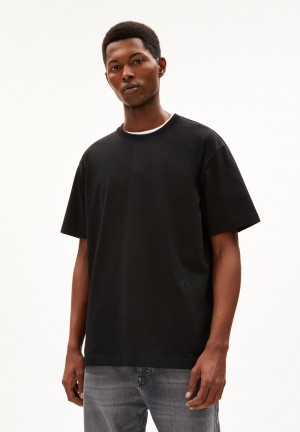 ARMEDANGELS AADRU Heavyweight T-Shirt Oversized Fit made of Organic Cotton Černé | CNAUM1256