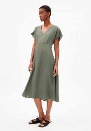 ARMEDANGELS AALBINE Woven Dress Regular Fit made of TENCEL™ Lyocell Mix Šedé Zelene | KJRAL8517