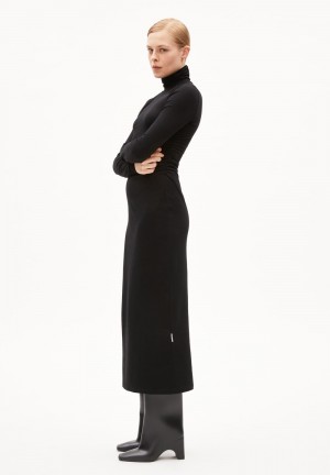 ARMEDANGELS ADAAJA LONGSLEEVE Jersey Dress Slim Fit made of Organic Cotton Mix Černé | NKIRH7092