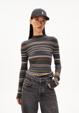 ARMEDANGELS ALAANIA NEW STRIPES Sweater Slim Fit made of Organic Cotton Indigo | AYEKW3489