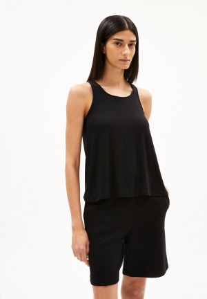 ARMEDANGELS ARELINAA Top Regular Fit made of LENZING™ ECOVERO™ Viscose Mix Černé | MJLAV4681