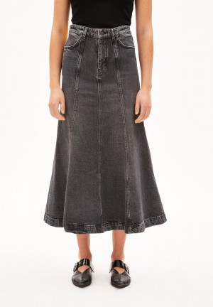 ARMEDANGELS ARIENAA Denim Skirt Slim Fit made of Organic Cotton Mix Washed Obsidian | WKXUV4069