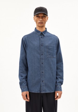 ARMEDANGELS BAASO Shirt Relaxed Fit made of Organic Cotton Mix Indigo | CPAWF0514