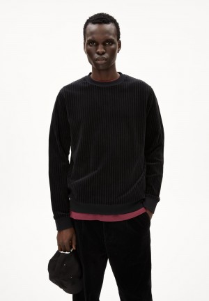 ARMEDANGELS BENJAARO CORDUROY Sweatshirt Regular Fit made of Organic Cotton Černé | HTBUI8312