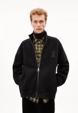 ARMEDANGELS BRESAA FELPA Fleece Jacket Relaxed Fit made of Organic Cotton Černé | QYNXM5042