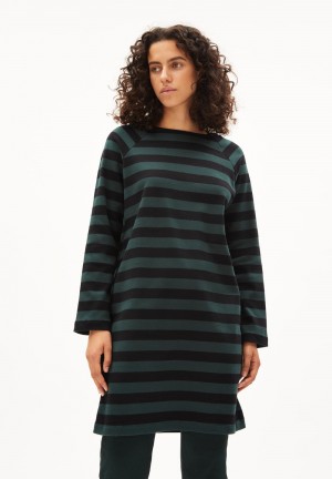 ARMEDANGELS DANIKAA STRIPE Jersey Dress Loose Fit aus Bio-Baumwolle Tmavě | YHLDI7089