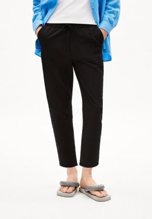 ARMEDANGELS DANYAA LINO Woven Pants Regular Fit made of Linen-Mix Černé | QUEIR6053