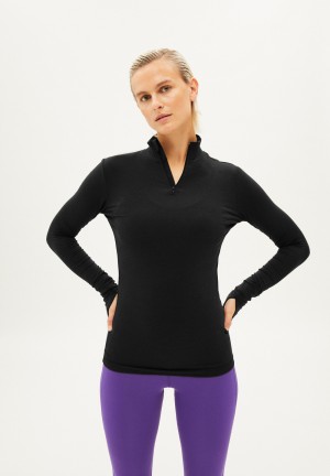 ARMEDANGELS DESNAA Activewear Longsleeve Slim Fit made of TENCEL™ Lyocell Mix Černé | EMNJQ1423