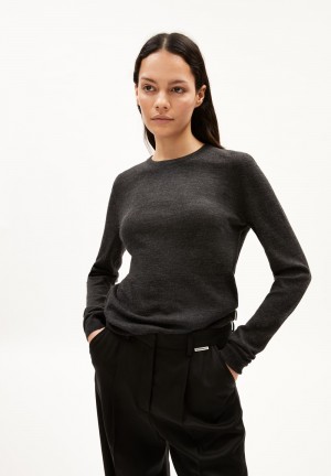 ARMEDANGELS ELDIAA Sweater Slim Fit made of extrafine Merino Organic Wool Steel Melange | QMDGB7542