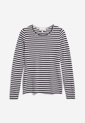 ARMEDANGELS ENRICCAA STRIPES Longsleeve Slim Fit made of Organic Cotton White-black | MFONV2146