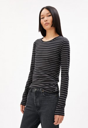 ARMEDANGELS ENRICCAA STRIPES Longsleeve Slim Fit made of Organic Cotton Iron Cast-black | XEGJN1675