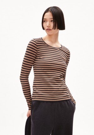 ARMEDANGELS ENRICCAA STRIPES Longsleeve Slim Fit made of Organic Cotton Cinnamon Dust-night Sky | OIZJL3850