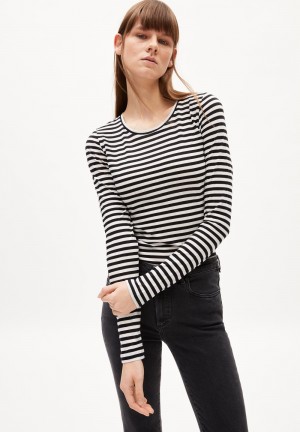 ARMEDANGELS ENRICCAA STRIPES Longsleeve Slim Fit made of Organic Cotton Bílé | OKXZI3241