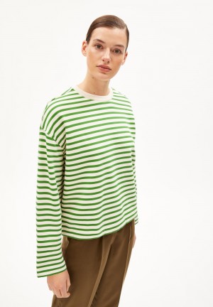 ARMEDANGELS FRANKAA MAARLEN STRIPE Sweatshirt Oversized Fit made of Organic Cotton Zelene | LHEYG2401