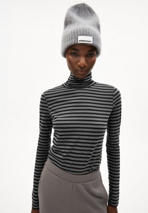 ARMEDANGELS GRAZILIAA STRIPES Longsleeve Slim Fit made of Organic Cotton Iron Cast-black | MJVST7809