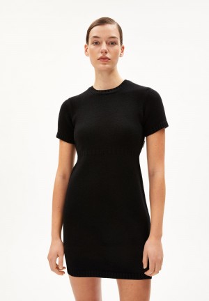 ARMEDANGELS HAAZEL REGLANA Knit Dress Regular Fit made of Organic Wool Mix Černé | LTSBX1658