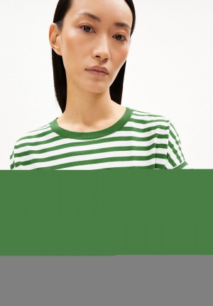 ARMEDANGELS IDAARA STRIPES T-Shirt Loose Fit made of Organic Cotton Zelene | TUPMV3247