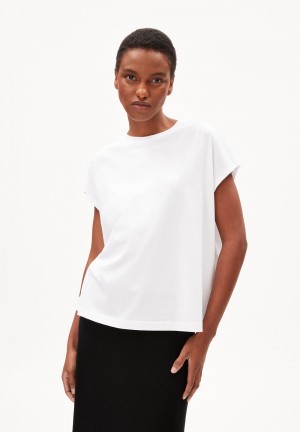 ARMEDANGELS INAARA T-Shirt Oversized Fit made of Organic Cotton Bílé | AWZBL7458