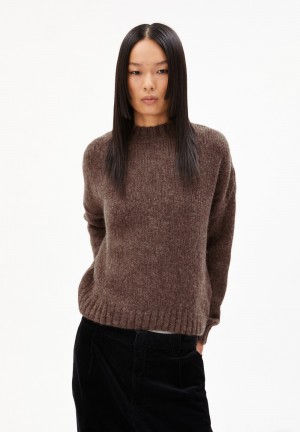 ARMEDANGELS INARAA PUIJPU Sweater Oversized Fit made of Alpaca Wool Mix Tmavě Hnědé | HRXIB9527