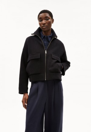 ARMEDANGELS JOANIAAS Knit Jacket Oversized Fit made of Organic Wool Mix Černé | BMOQZ1294