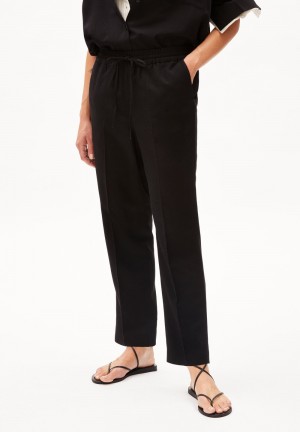 ARMEDANGELS KAADIA TAPERED LINO Woven Pants made of Linen-Mix Černé | IRLVF2086