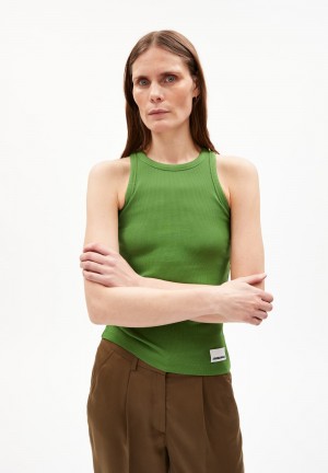 ARMEDANGELS KANITAA Rib-Top Slim Fit made of Organic Cotton Mix Zelene | GKEOA0159