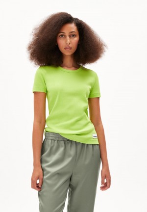 ARMEDANGELS KARDAA Rib-T-Shirt Regular Fit made of Organic Cotton Mix Super Lime | WXBYM1690