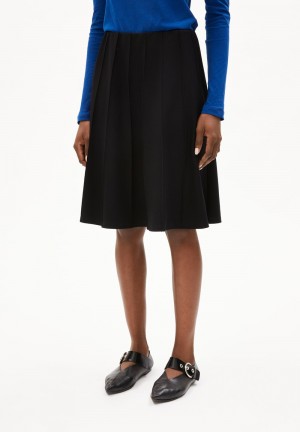 ARMEDANGELS KOKUNAA Jersey Skirt Regular Fit made of LENZING™ ECOVERO™ Viscose Mix Černé | GUPYJ7390