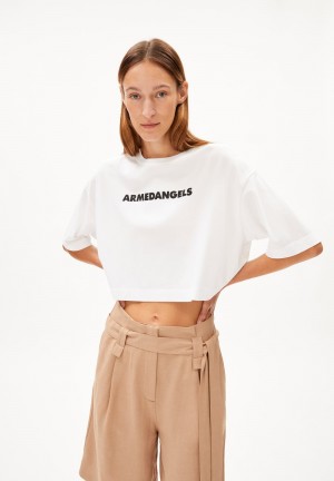 ARMEDANGELS LARIAA ARMEDANGELS T-Shirt Oversized Fit made of Organic Cotton Bílé | WYBSI3517