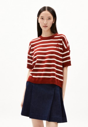 ARMEDANGELS LILLAAS STRIPES Knit Shirt Relaxed Fit made of Linen-Mix Tmavě Bílé | PJAUW5809