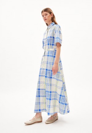 ARMEDANGELS LORETAANA COLLEGE CHECK Woven Dress Regular Fit made of Organic Cottons Oatmilk | PNZLS5386