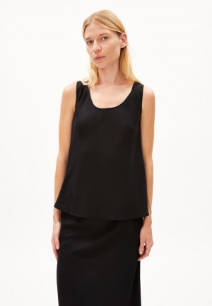 ARMEDANGELS LUMEKAA Top Regular Fit made of TENCEL™ Lyocell Mix Černé | NBZWK3142