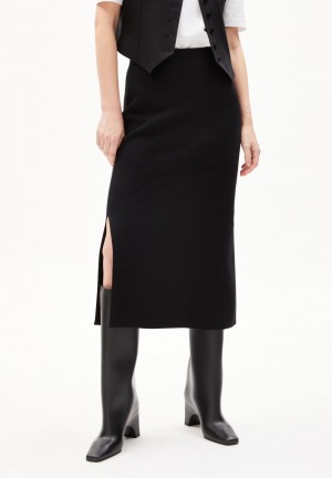 ARMEDANGELS MAALIN Knit Skirt Slim Fit made of Organic Cotton Černé | JHQUP1547