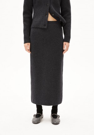 ARMEDANGELS MAALVO WOOL Knit Skirt Slim Fit made of Organic Wool Mix Steel Melange | UQBNK5782