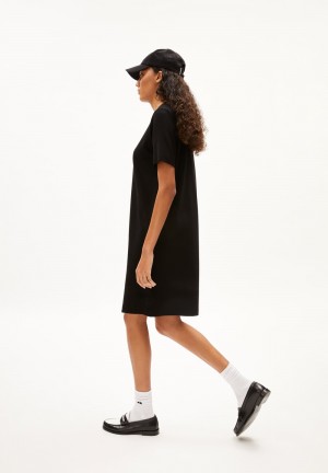 ARMEDANGELS MAARILIANA Jersey Dress Regular Fit made of LENZING™ ECOVERO™ Viscose Mix Černé | WJFIB4978