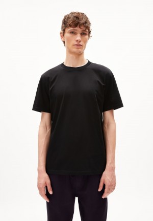 ARMEDANGELS MAARKOS MERC PREMIUM T-Shirt Relaxed Fit made of Organic Cotton Černé | NQUEC3068