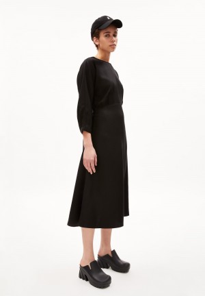 ARMEDANGELS MAARLENA Woven Dress Regular Fit made of TENCEL™ Lyocell Černé | YGIUF1908