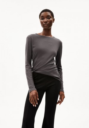 ARMEDANGELS MAIAA LUANNAA Longsleeve Slim Fit made of Organic Wool Mix Iron Cast | IJEYX6518