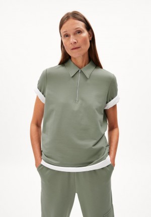 ARMEDANGELS MARIAA GUADALUPE T-Shirt Loose Fit made of Organic Cotton Mix Šedé Zelene | VJYDT6873