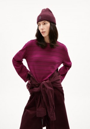 ARMEDANGELS MARYNAA FINE STRIPE Longsleeve Loose Fit made of Organic Cotton Mix Cherry Juice-cranberry Juice | PTOGR9783