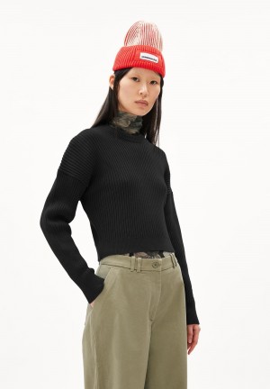 ARMEDANGELS MAYAA MERINOS Sweater Loose Fit made of Merino-Wool Mix Černé | NLDZI9543