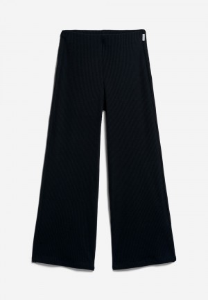 ARMEDANGELS NIAAN Rib-Jersey Pants made of Organic Cotton Mix Černé | FBXWT2784