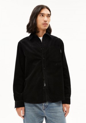 ARMEDANGELS SOMAAN Overshirt Regular Fit made of Organic Cotton Mix Černé | QWDLZ7405