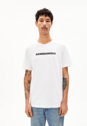 ARMEDANGELS TAALU WORDMARK Heavyweight T-Shirt Relaxed Fit made of Organic Cotton Bílé | CYBMR8260