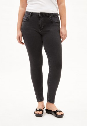 ARMEDANGELS TILLAA Jeans Skinny Leg Mid Waist Organic Cotton Mix X-Stretch Černé | HJKOQ9064