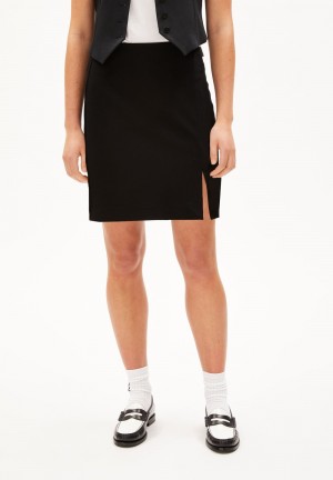 ARMEDANGELS VANJARAA Jersey Skirt Slim Fit made of LENZING™ ECOVERO™ Viscose Mix Černé | SLVNZ9204