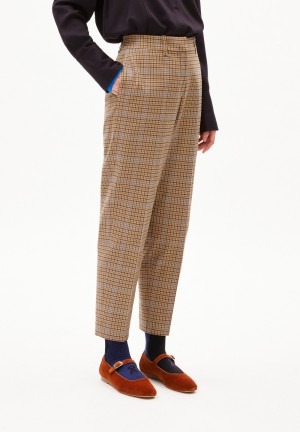 ARMEDANGELS WARMAAR PATTERN Woven Pants made of Organic Cotton Mix Dry Bark | BGUZH0419