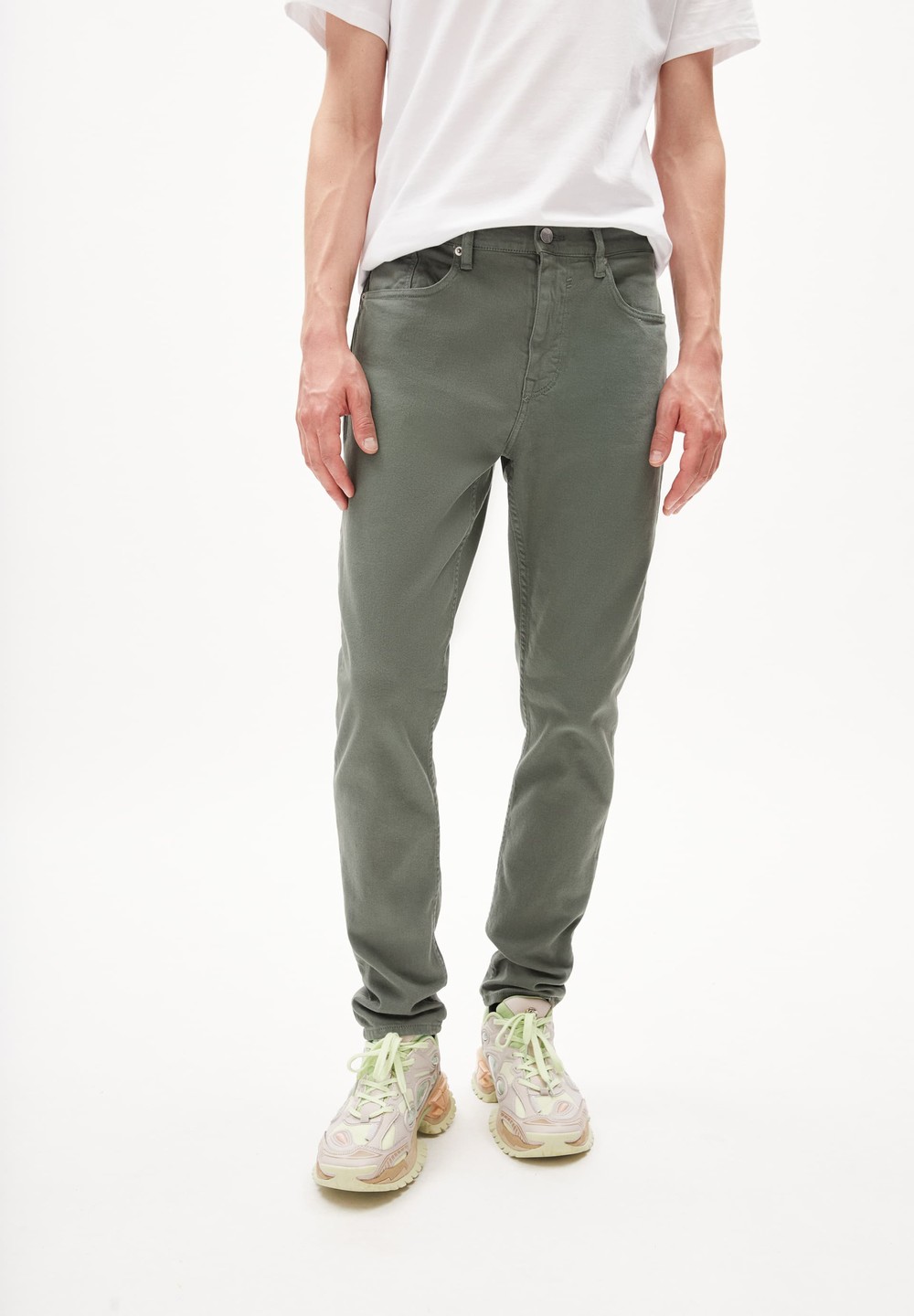 ARMEDANGELS AARJO TARPA GMT DYE Jeans Tapered Leg Mid Waist Organic Cotton Mix Comfort-Stretch Šedé Zelene | APMKH5682