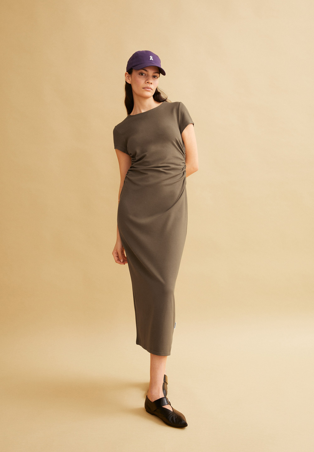 ARMEDANGELS ADAAJA Jersey Dress Slim Fit made of LENZING™ ECOVERO™ Viscose Mix Dried Moss | PXJIH6018