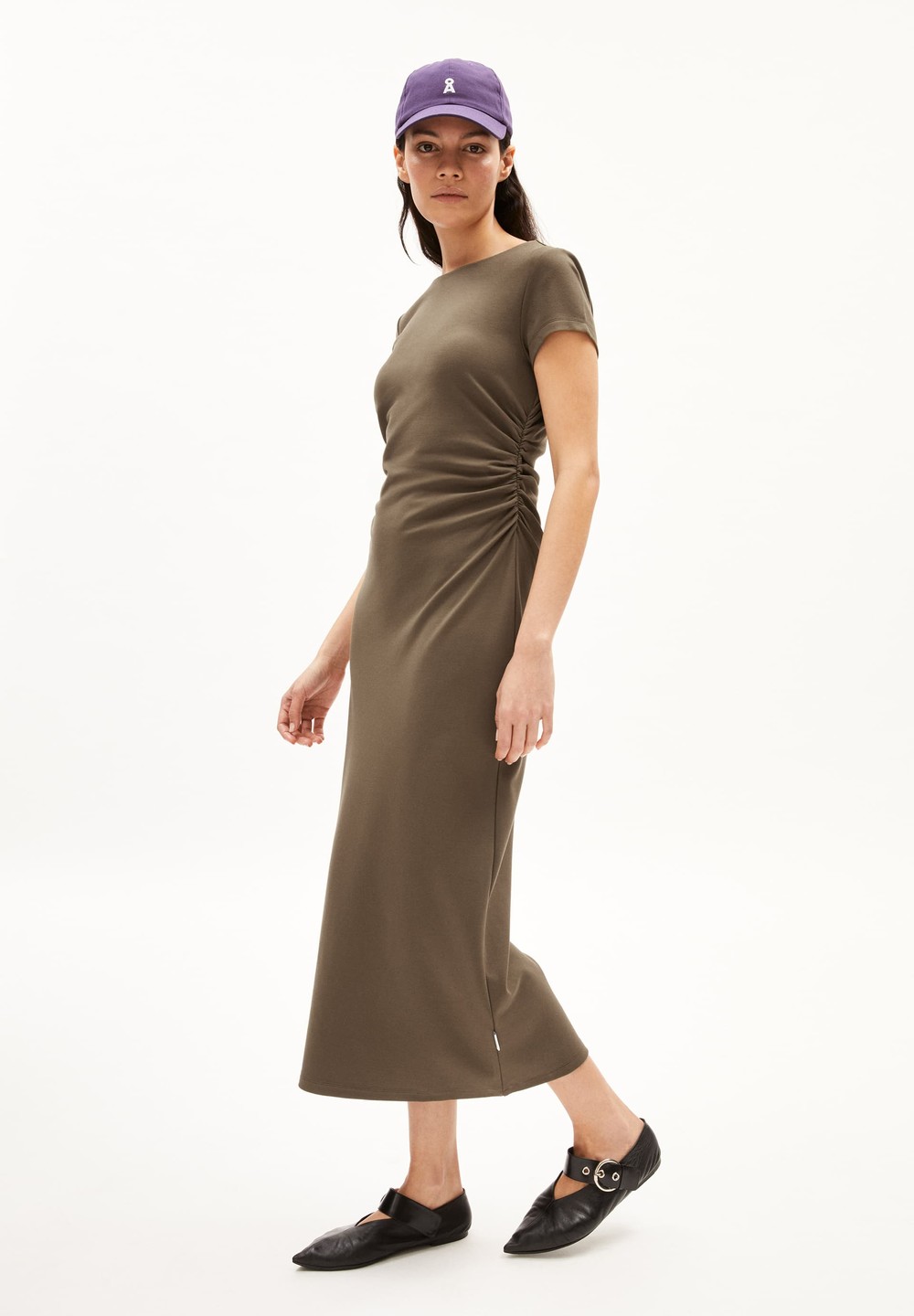 ARMEDANGELS ADAAJA Jersey Dress Slim Fit made of LENZING™ ECOVERO™ Viscose Mix Dried Moss | PXJIH6018